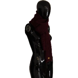 Dark Red Cashmere Logo Wrap Shawl Knitted Scarf