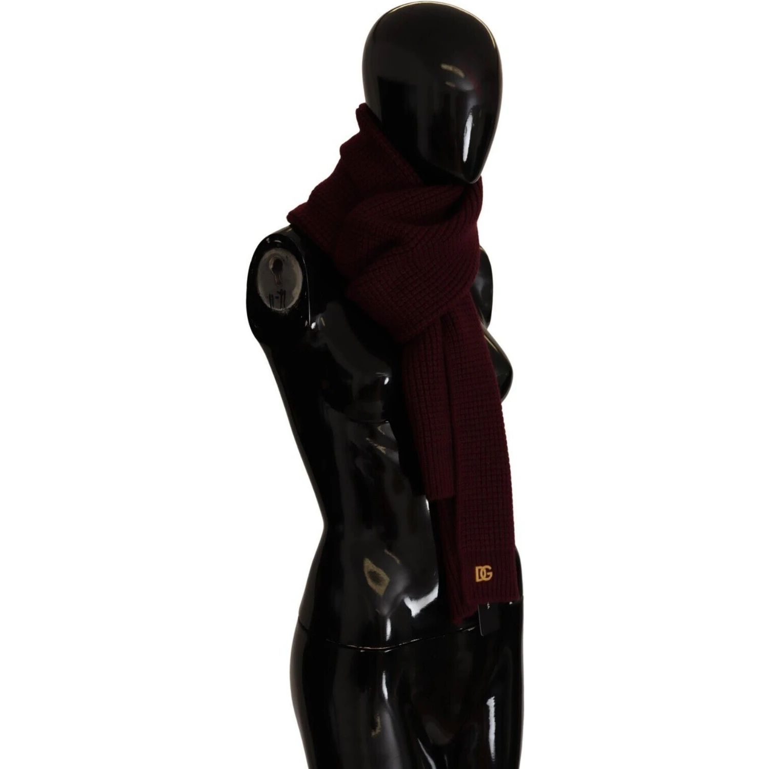 Dark Red Cashmere Logo Wrap Shawl Knitted Scarf