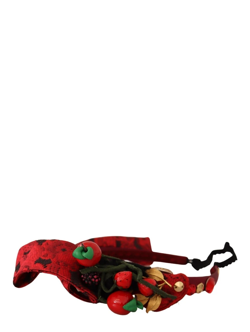 Red Tiara Berry Fruit Crystal Bow Hair Diadem Headband