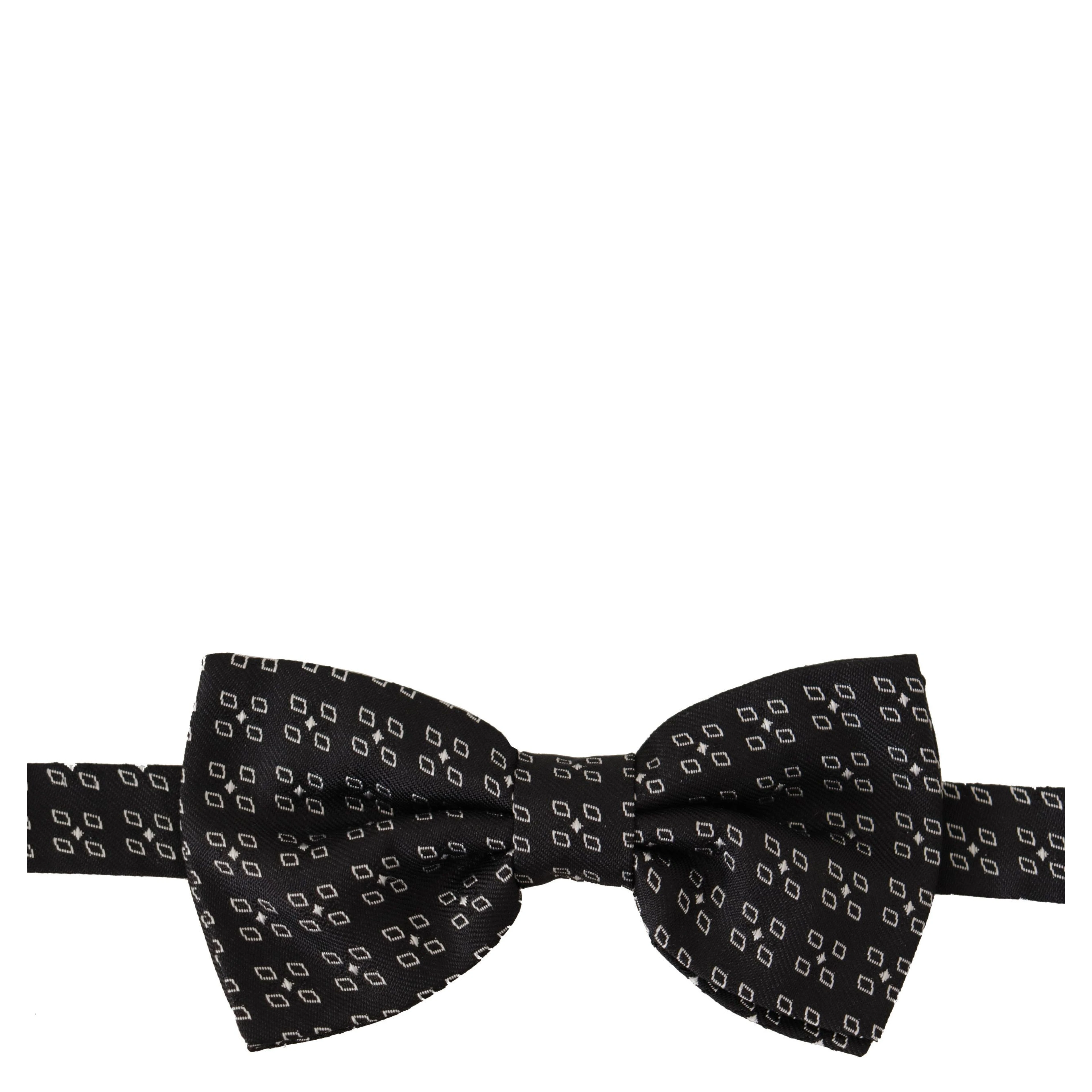 Black White Polka Dot 100% Silk Neck Papillon Tie
