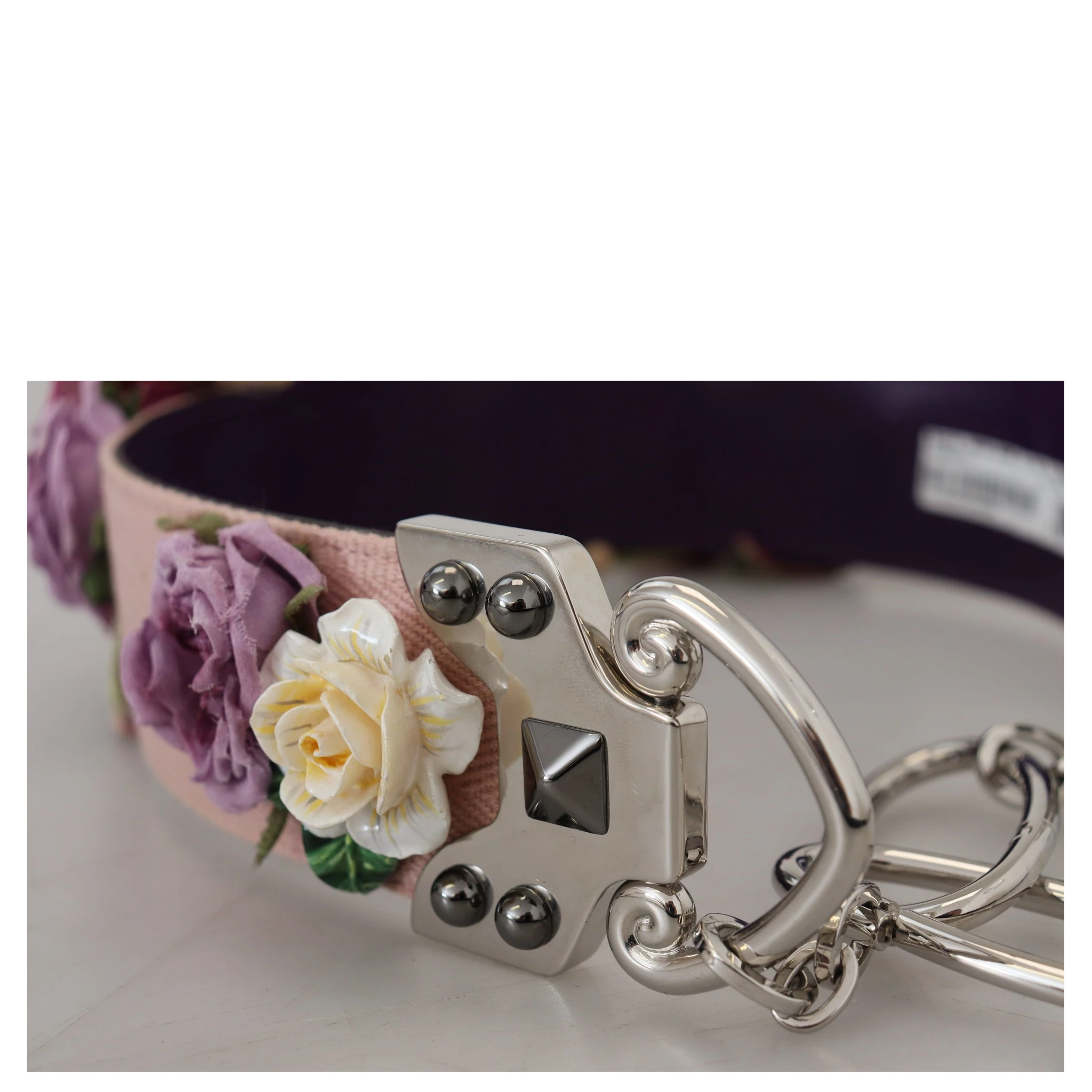 Multicolor Floral Appliques Metal Shoulder Strap