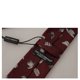 Maroon Hat Pattern 100% Silk Adjustable Accessory Tie