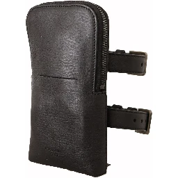 Black Leather Purse Double Belt Strap Multi Kit Wallet