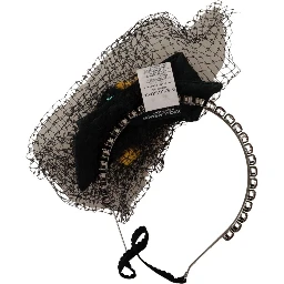 Silver Tiara Crystals Fruits Black Mesh Diadem Headband