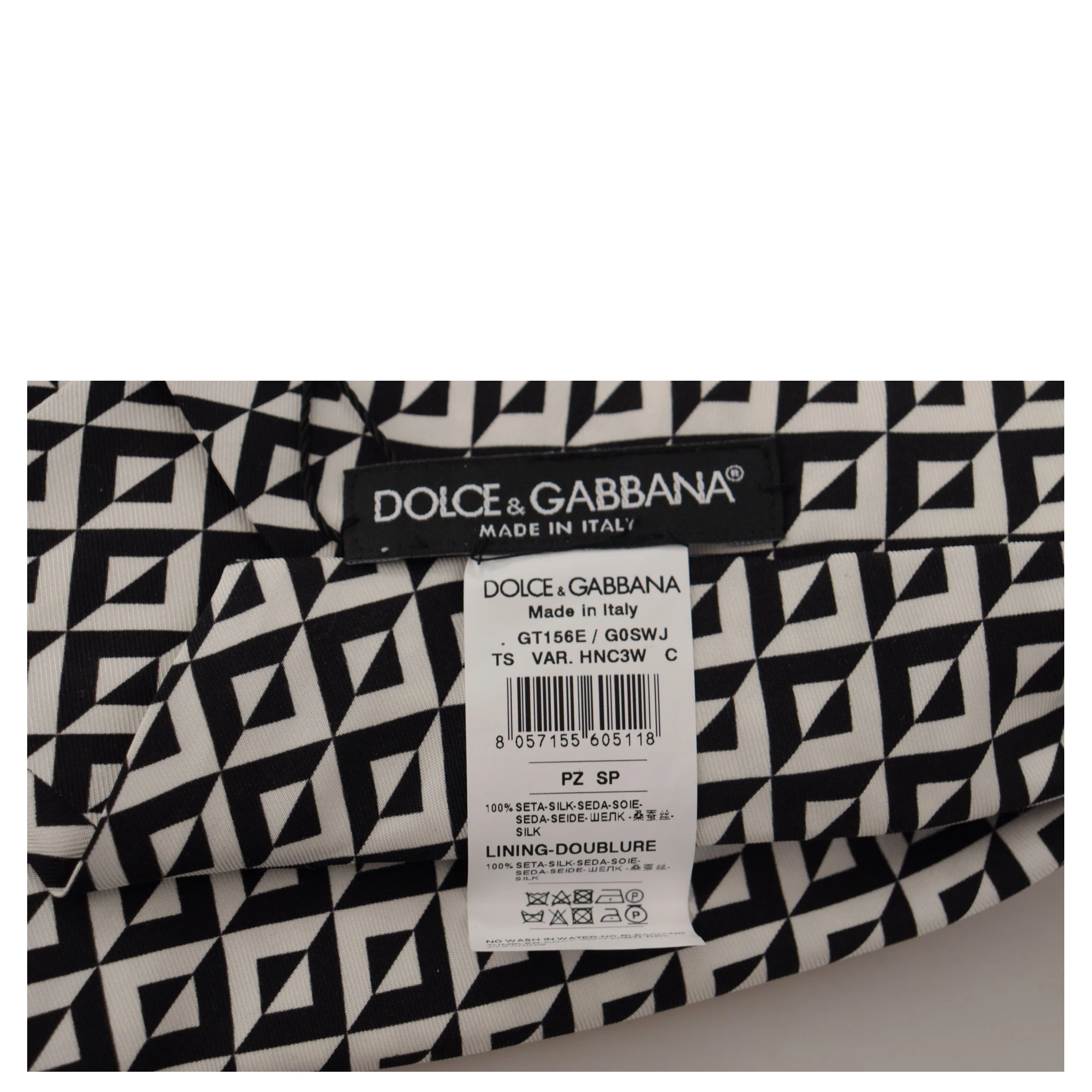 Black White Geometric 100% Silk Adjustable Accessory Tie