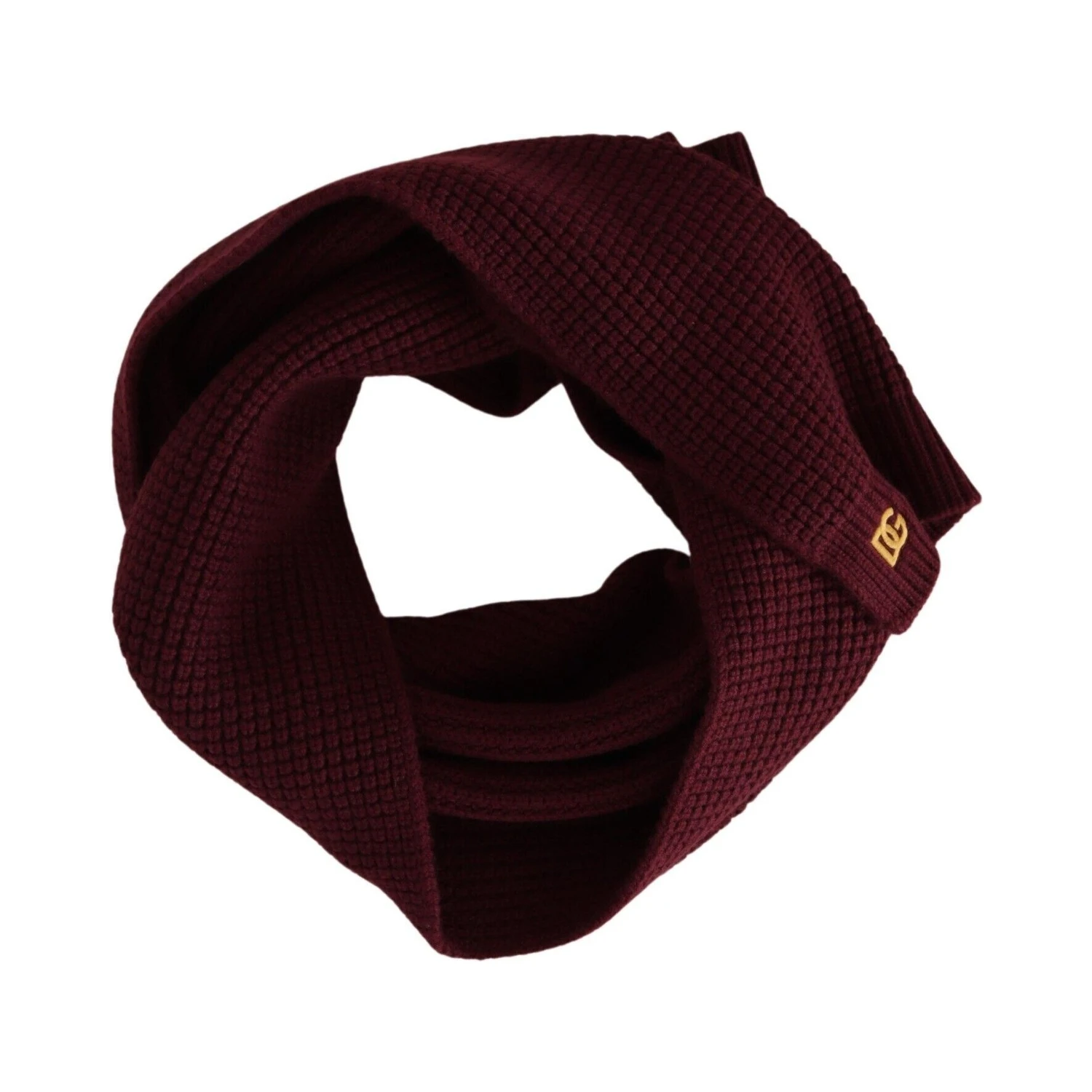 Dark Red Cashmere Logo Wrap Shawl Knitted Scarf