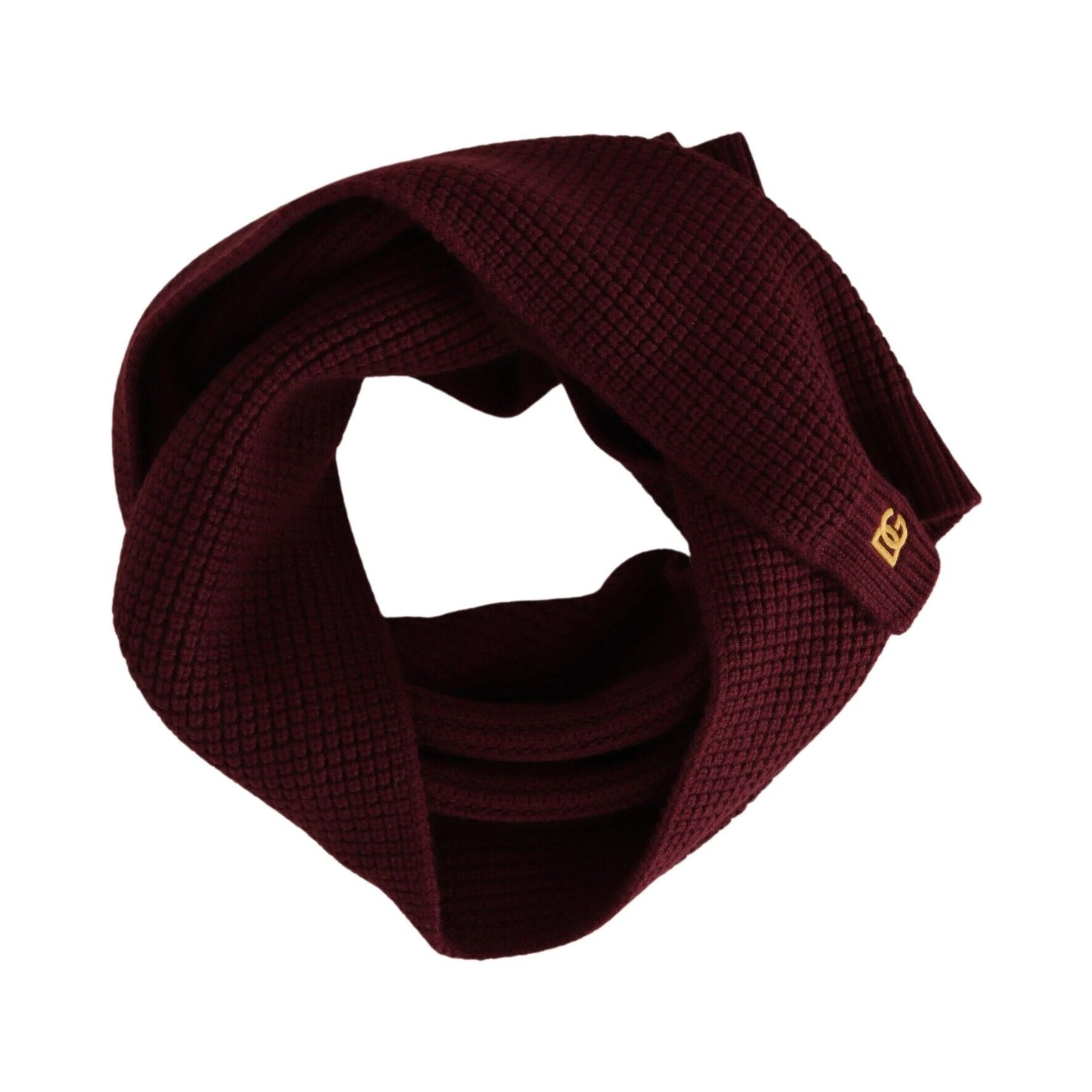 Dark Red Cashmere Logo Wrap Shawl Knitted Scarf