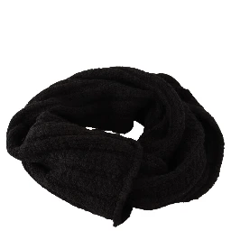 Black Virgin Wool Knitted Unisex Warmer Shawl Scarf