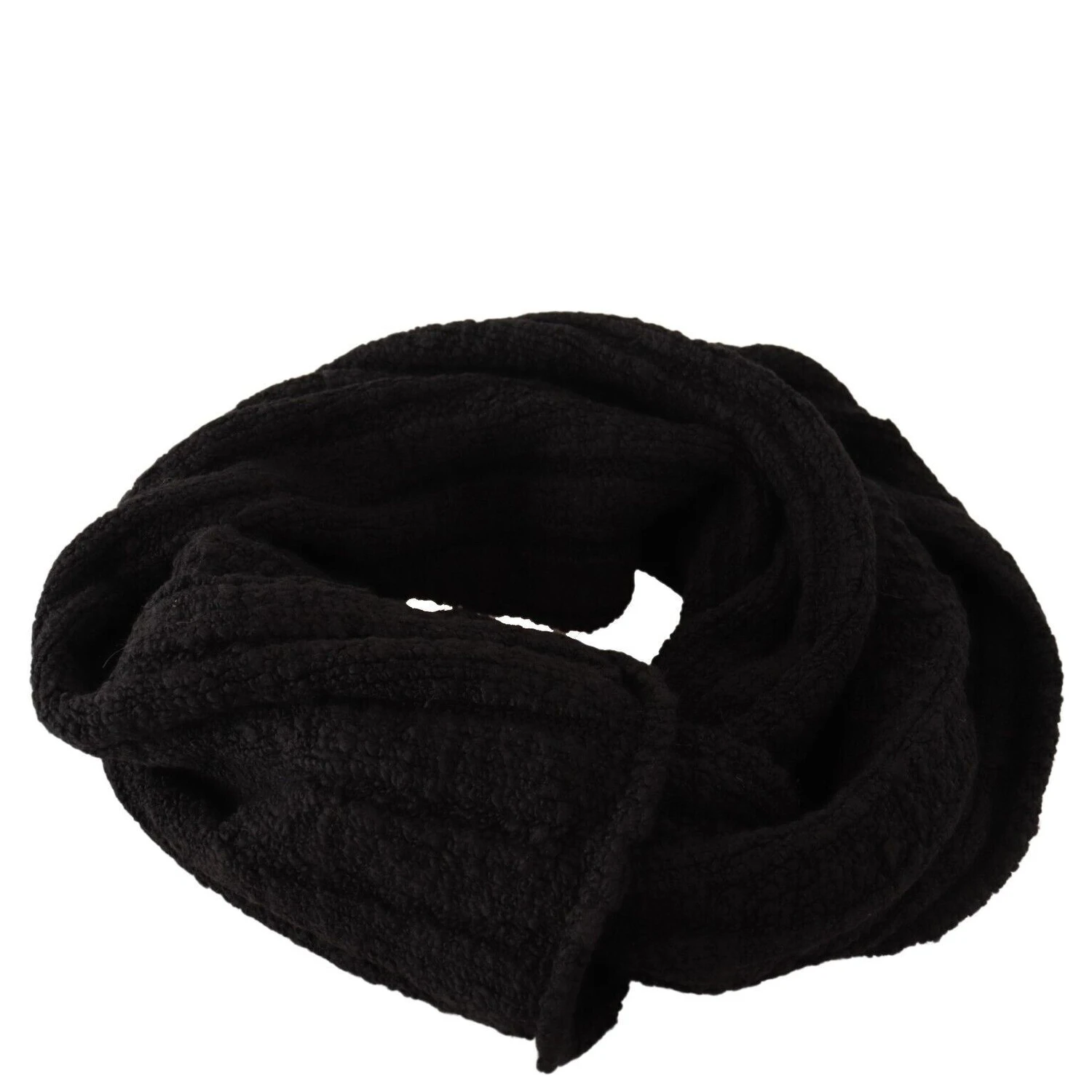 Black Virgin Wool Knitted Unisex Warmer Shawl Scarf