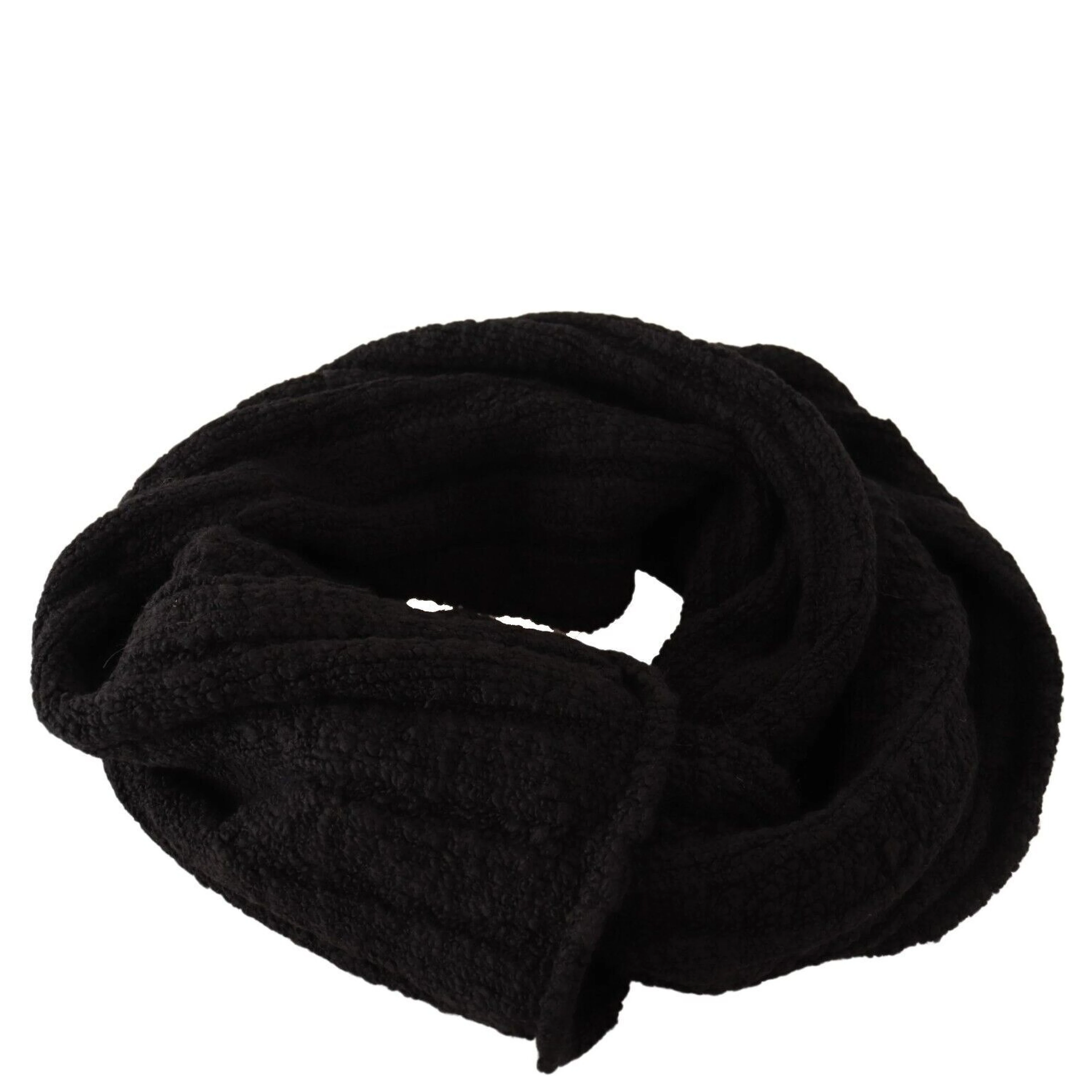 Black Virgin Wool Knitted Unisex Warmer Shawl Scarf