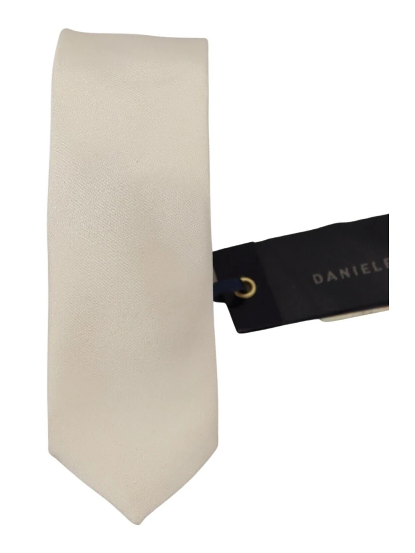 Off White Silk Men Necktie Adjustable Accessory Tie