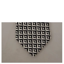 Black White Geometric 100% Silk Adjustable Accessory Tie