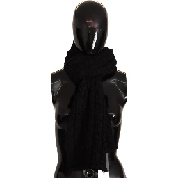 Black Virgin Wool Knitted Unisex Warmer Shawl Scarf