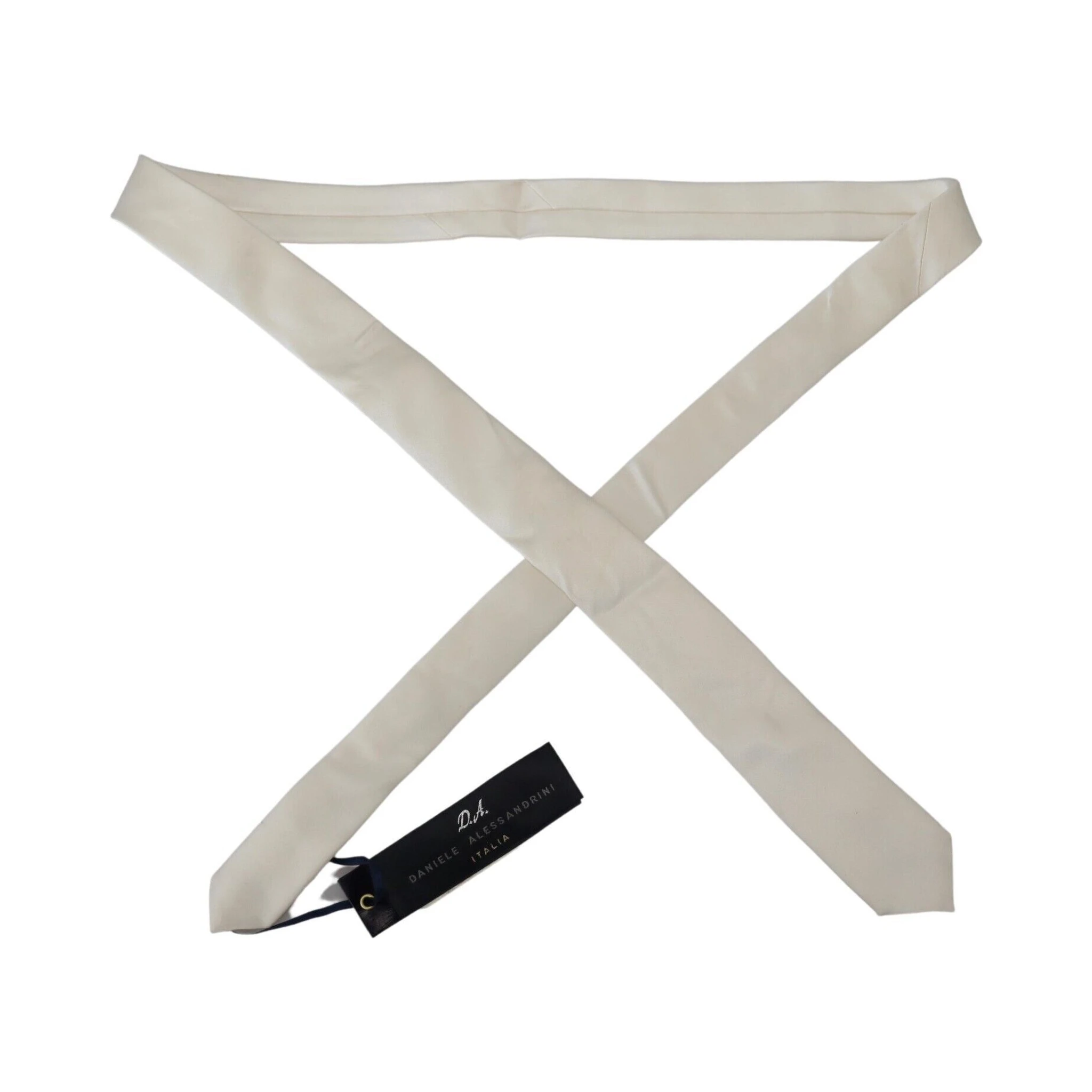 Off White Silk Men Necktie Adjustable Accessory Tie