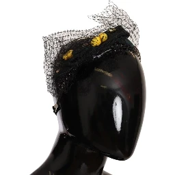 Silver Tiara Crystals Fruits Black Mesh Diadem Headband