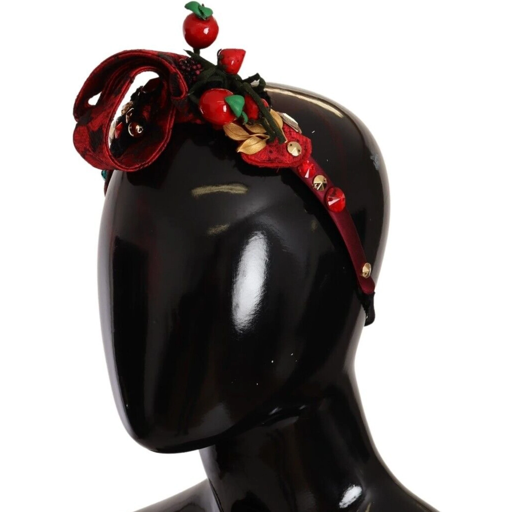 Red Tiara Berry Fruit Crystal Bow Hair Diadem Headband