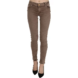 Brown Low Waist Slim Fit Skinny Pants