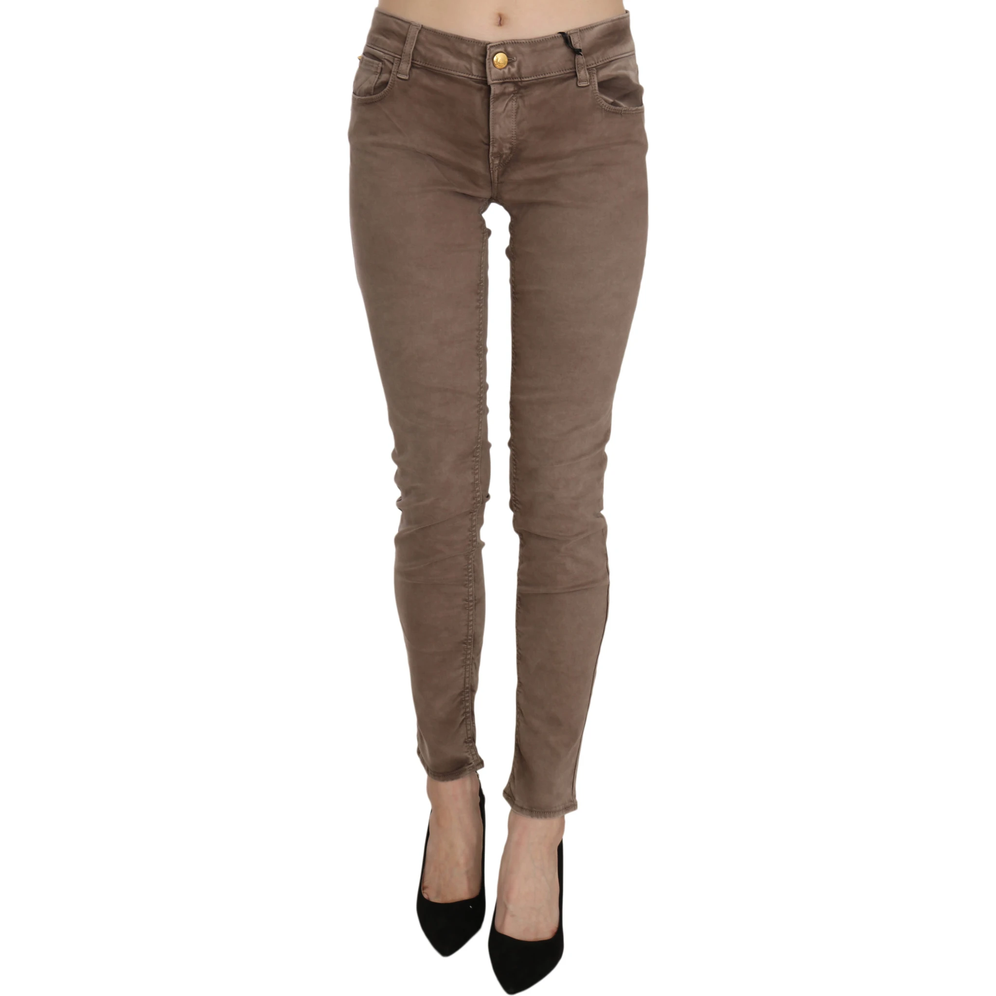 Brown Low Waist Slim Fit Skinny Pants