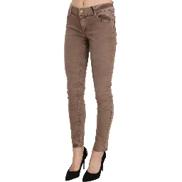 Brown Low Waist Slim Fit Skinny Pants
