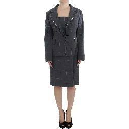 Gray Stretch Sheath Dress Suit Set