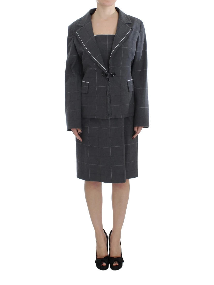 Gray Stretch Sheath Dress Suit Set