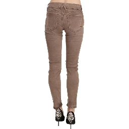 Brown Low Waist Slim Fit Skinny Pants
