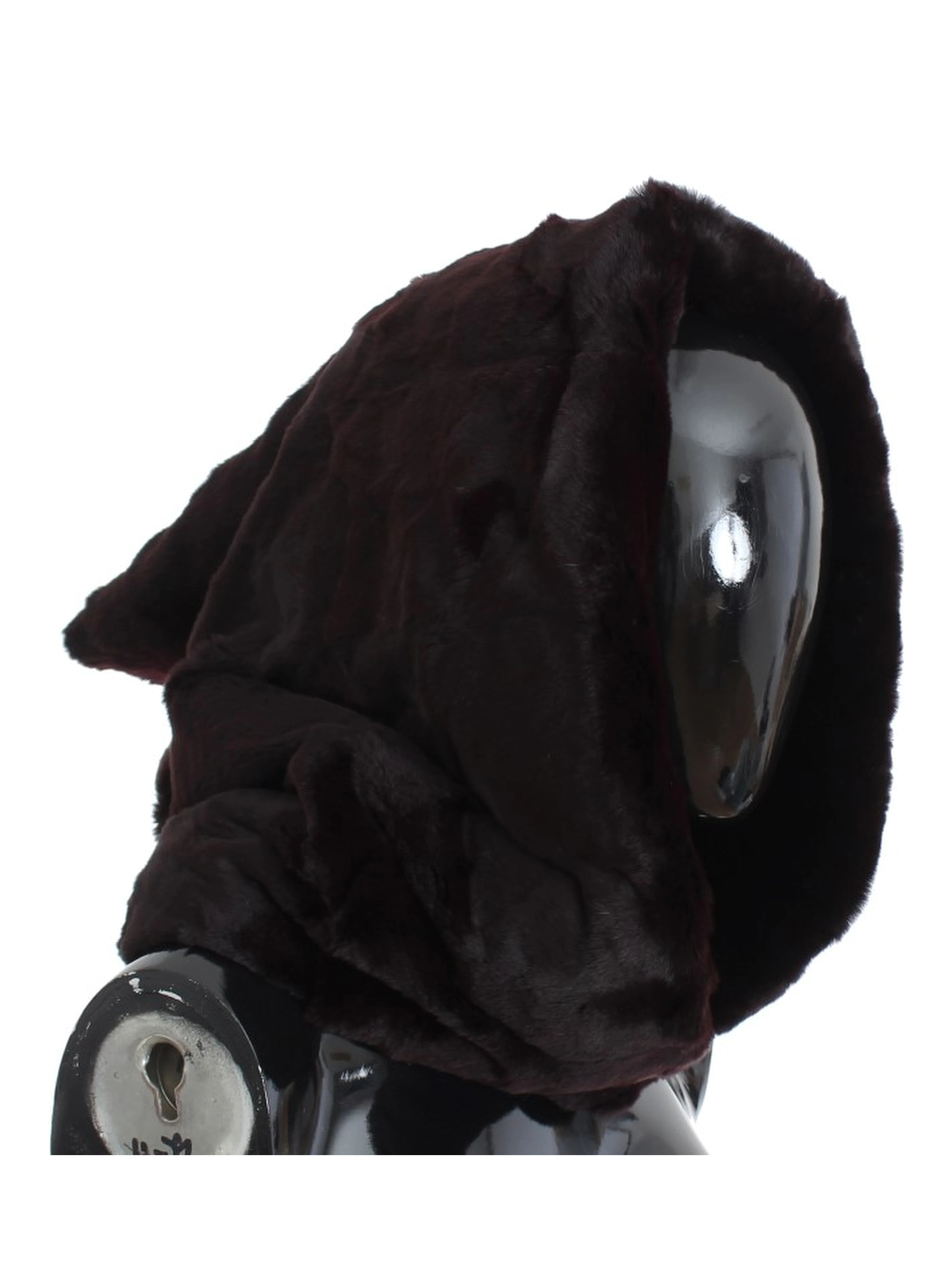 Purple Weasel Fur Crochet Hood Scarf Hat