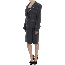 Gray Stretch Sheath Dress Suit Set