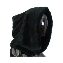 Green Weasel Fur Crochet Hood Scarf Hat