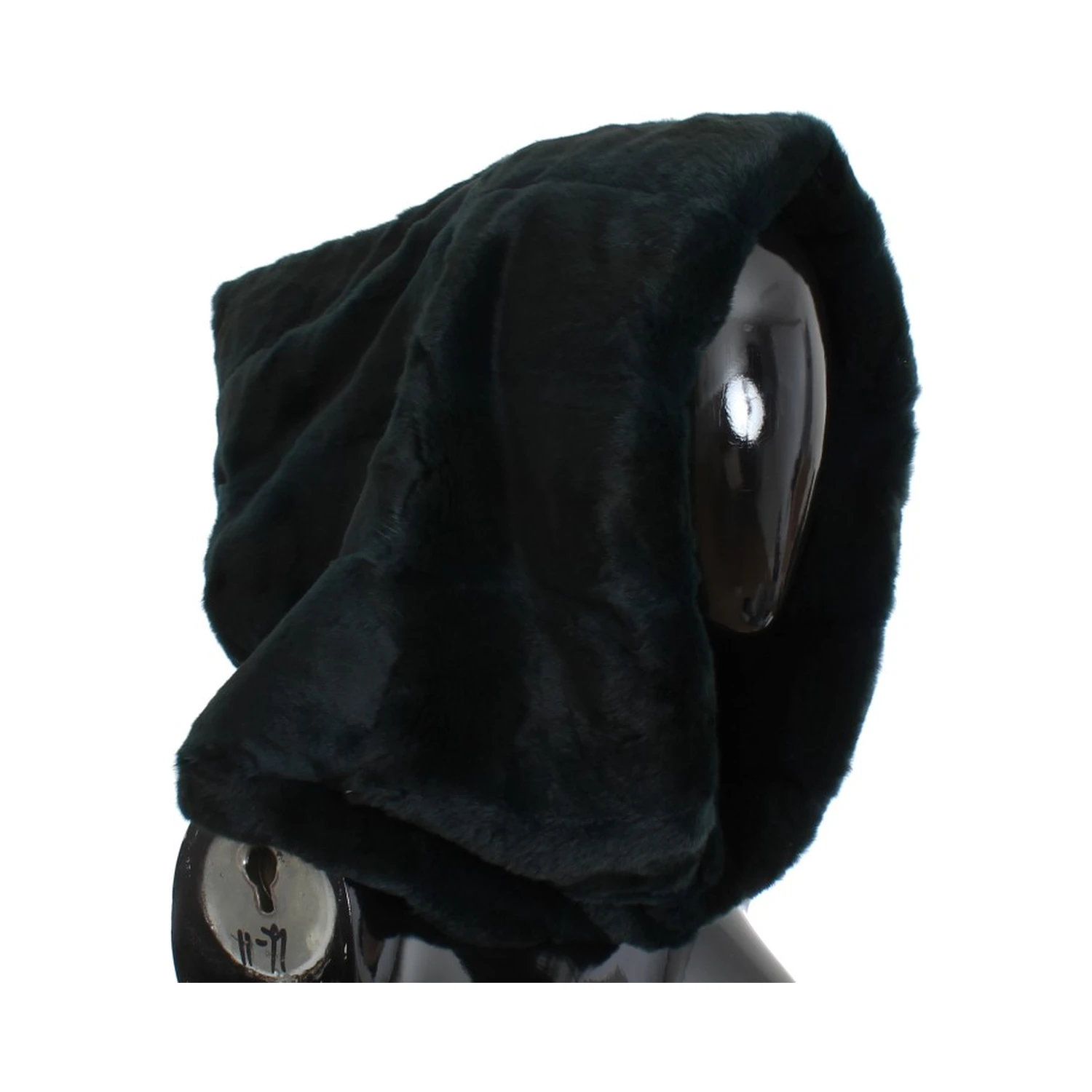 Green Weasel Fur Crochet Hood Scarf Hat