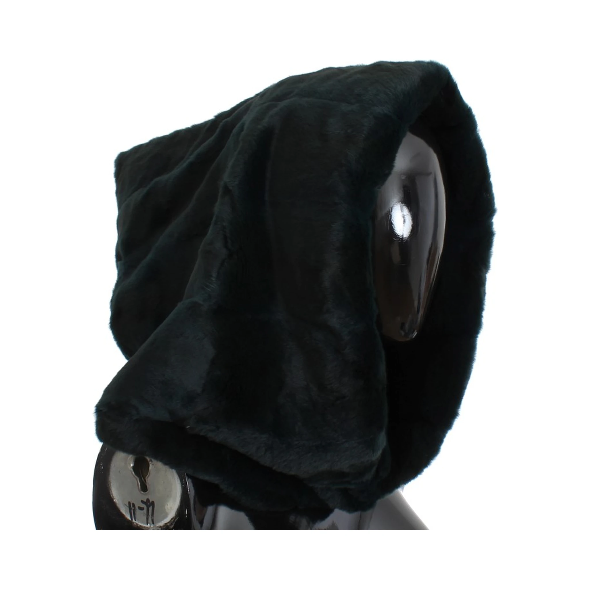 Green Weasel Fur Crochet Hood Scarf Hat