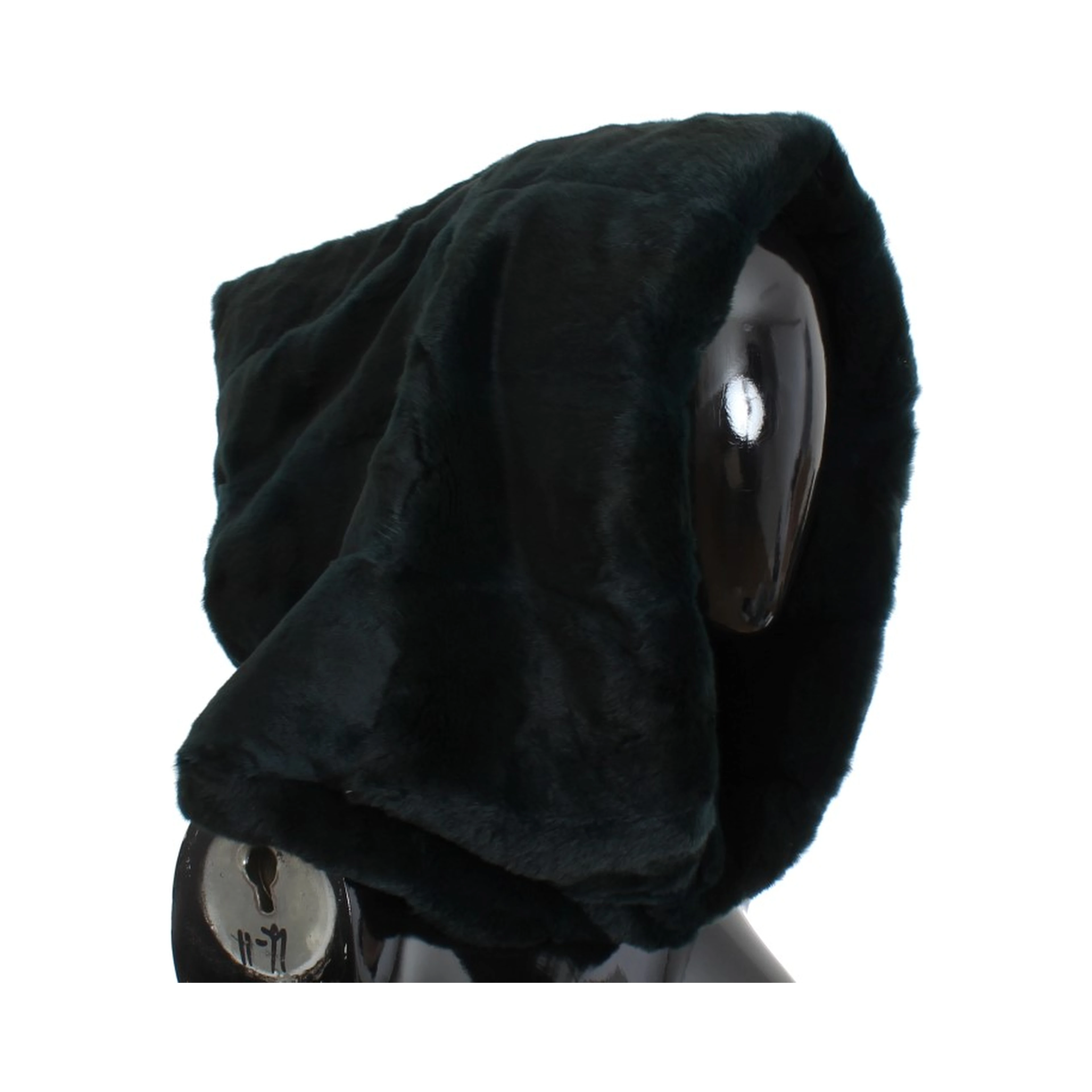Green Weasel Fur Crochet Hood Scarf Hat