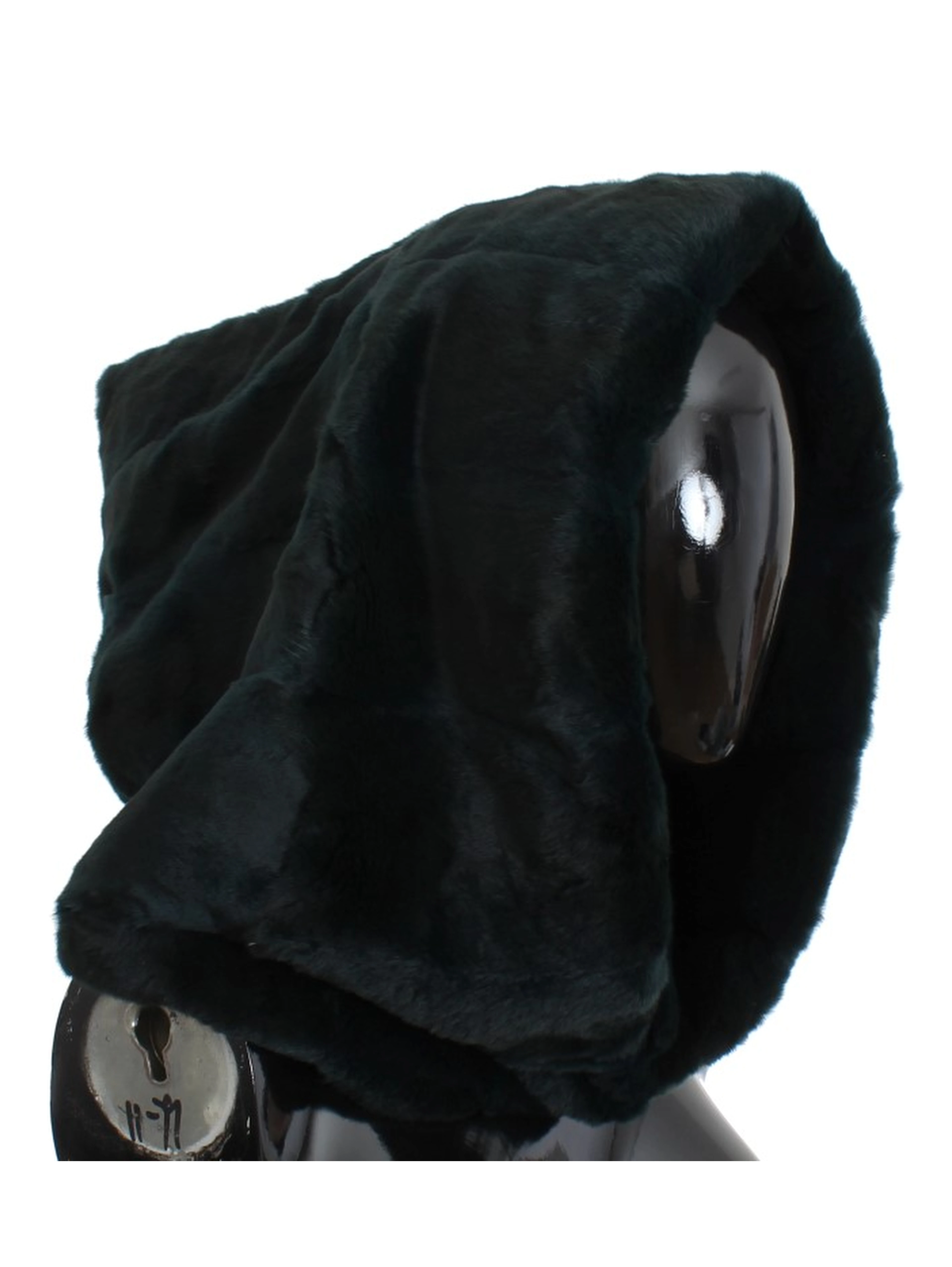 Green Weasel Fur Crochet Hood Scarf Hat