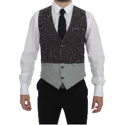Gray Polka Dot Dress Vest Gilet Weste