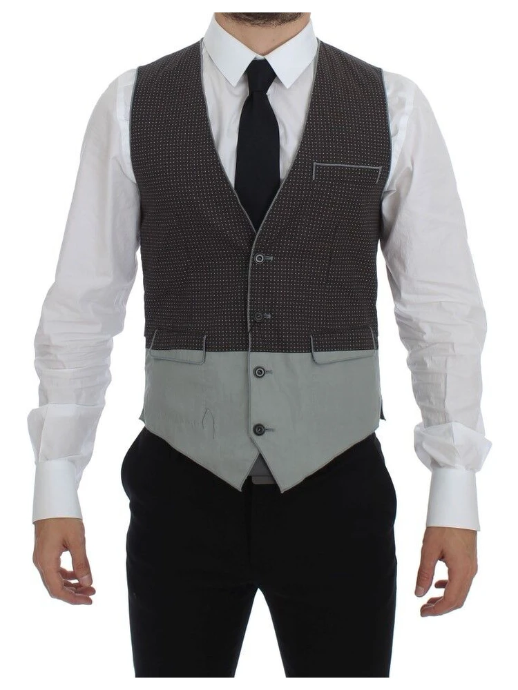 Gray Polka Dot Dress Vest Gilet Weste