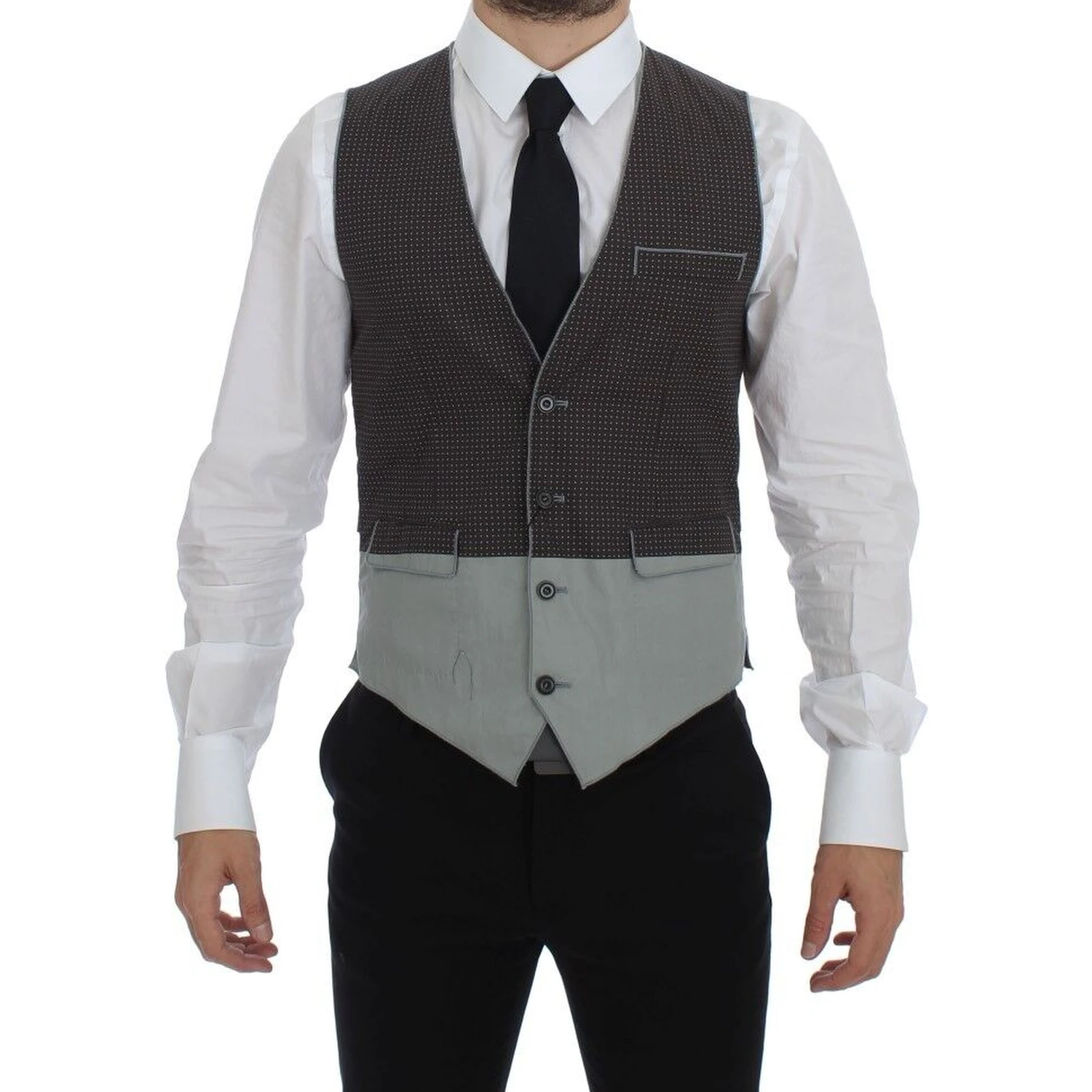 Gray Polka Dot Dress Vest Gilet Weste