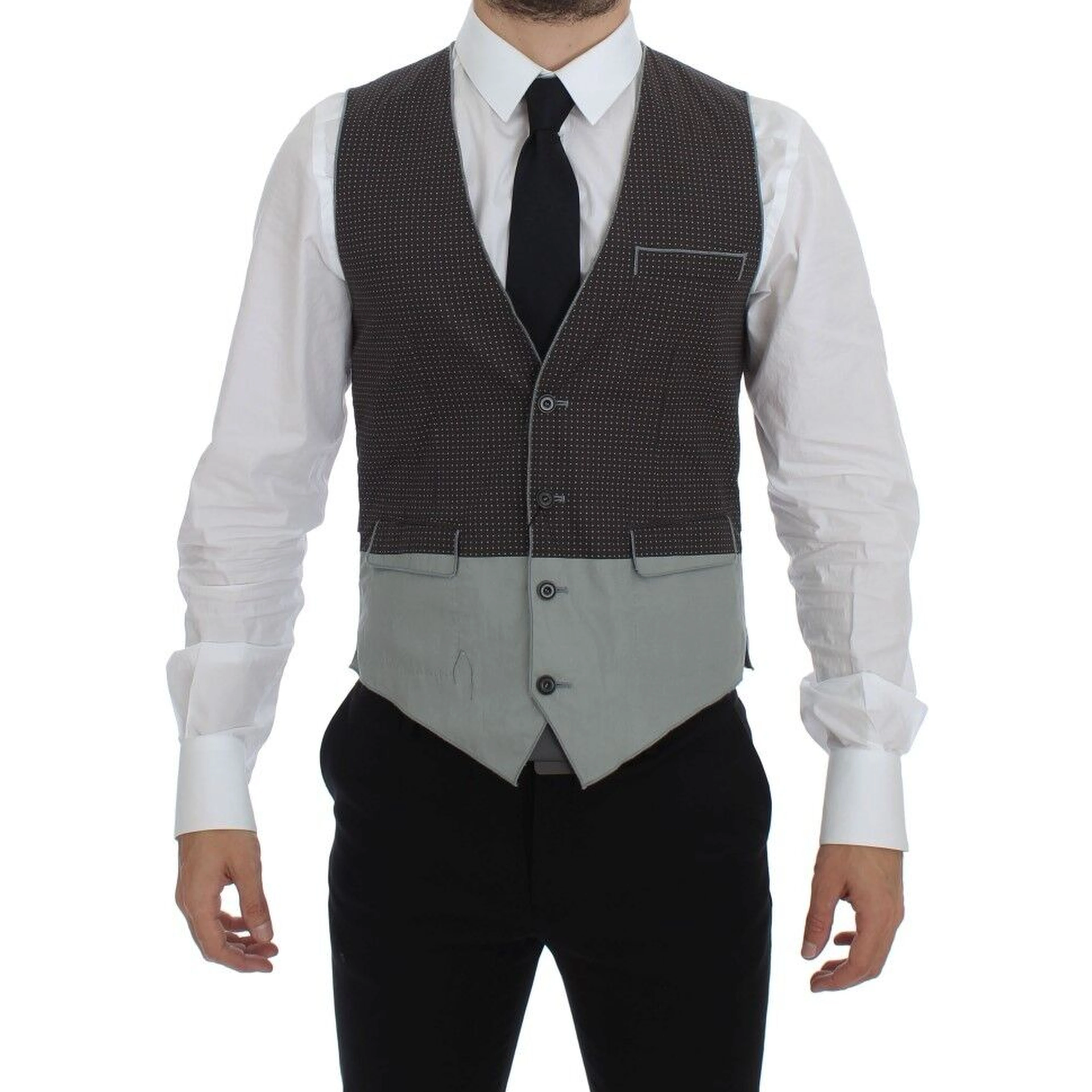 Gray Polka Dot Dress Vest Gilet Weste