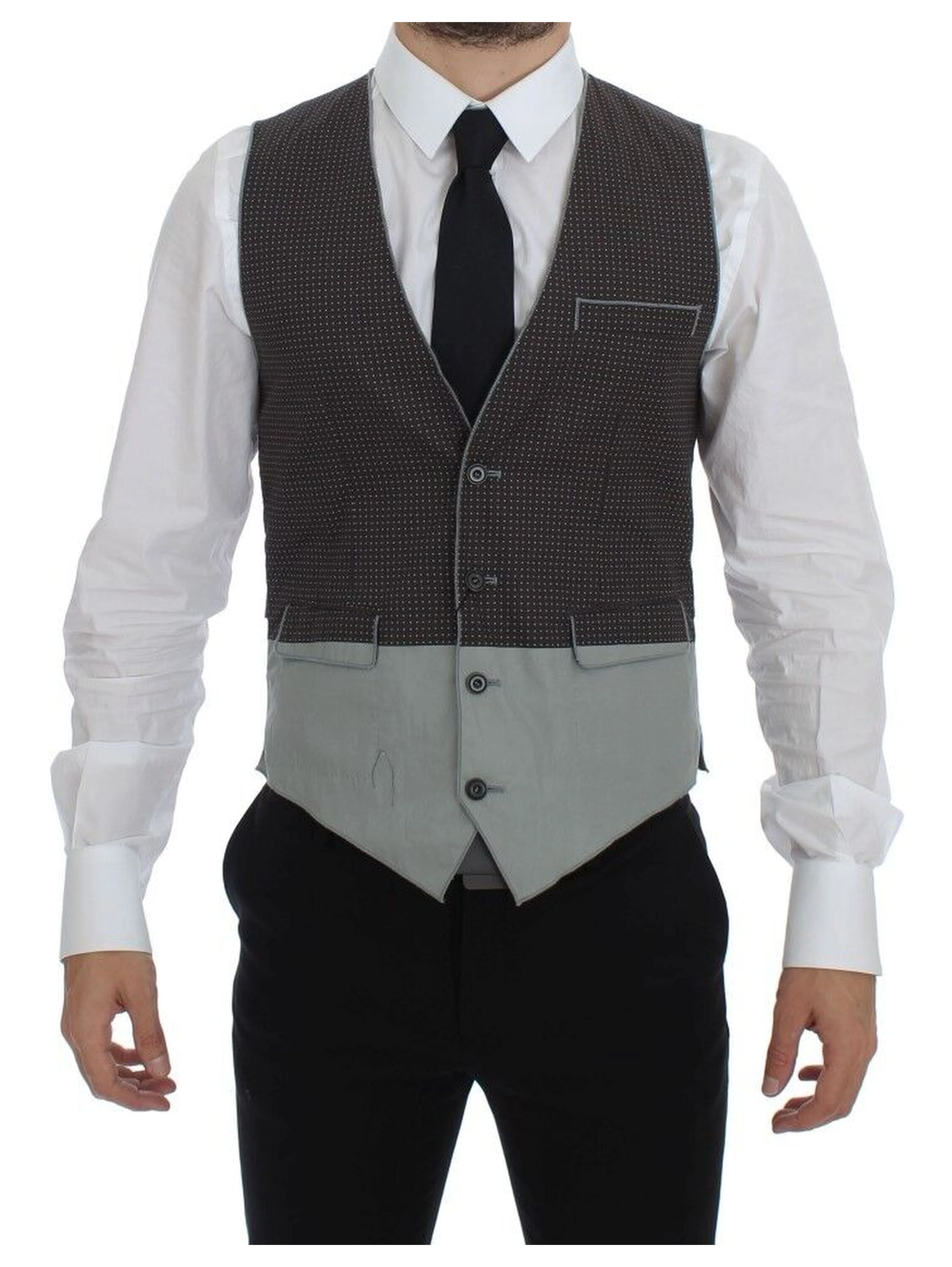 Gray Polka Dot Dress Vest Gilet Weste