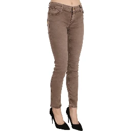 Brown Low Waist Slim Fit Skinny Pants