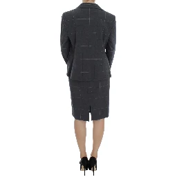 Gray Stretch Sheath Dress Suit Set