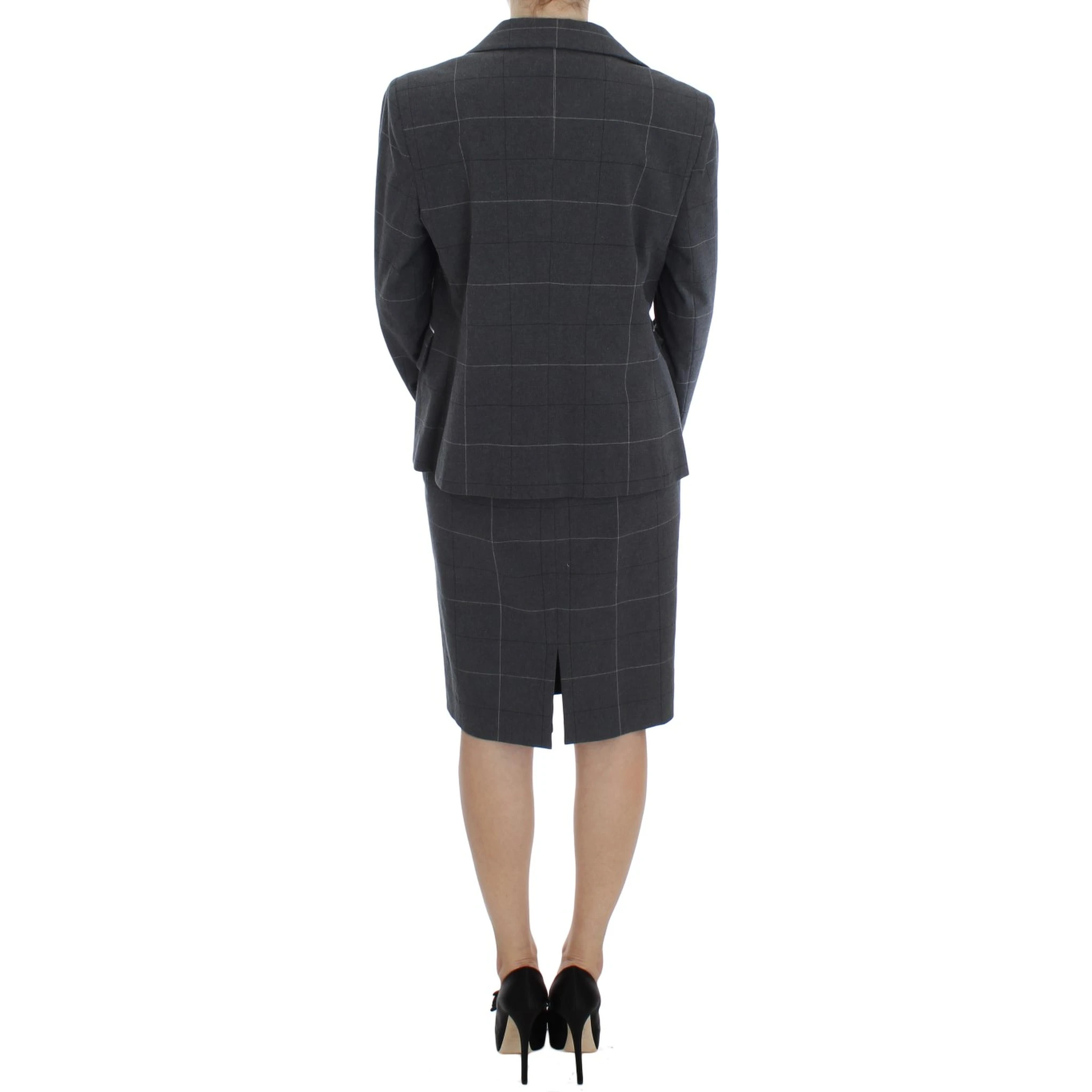 Gray Stretch Sheath Dress Suit Set