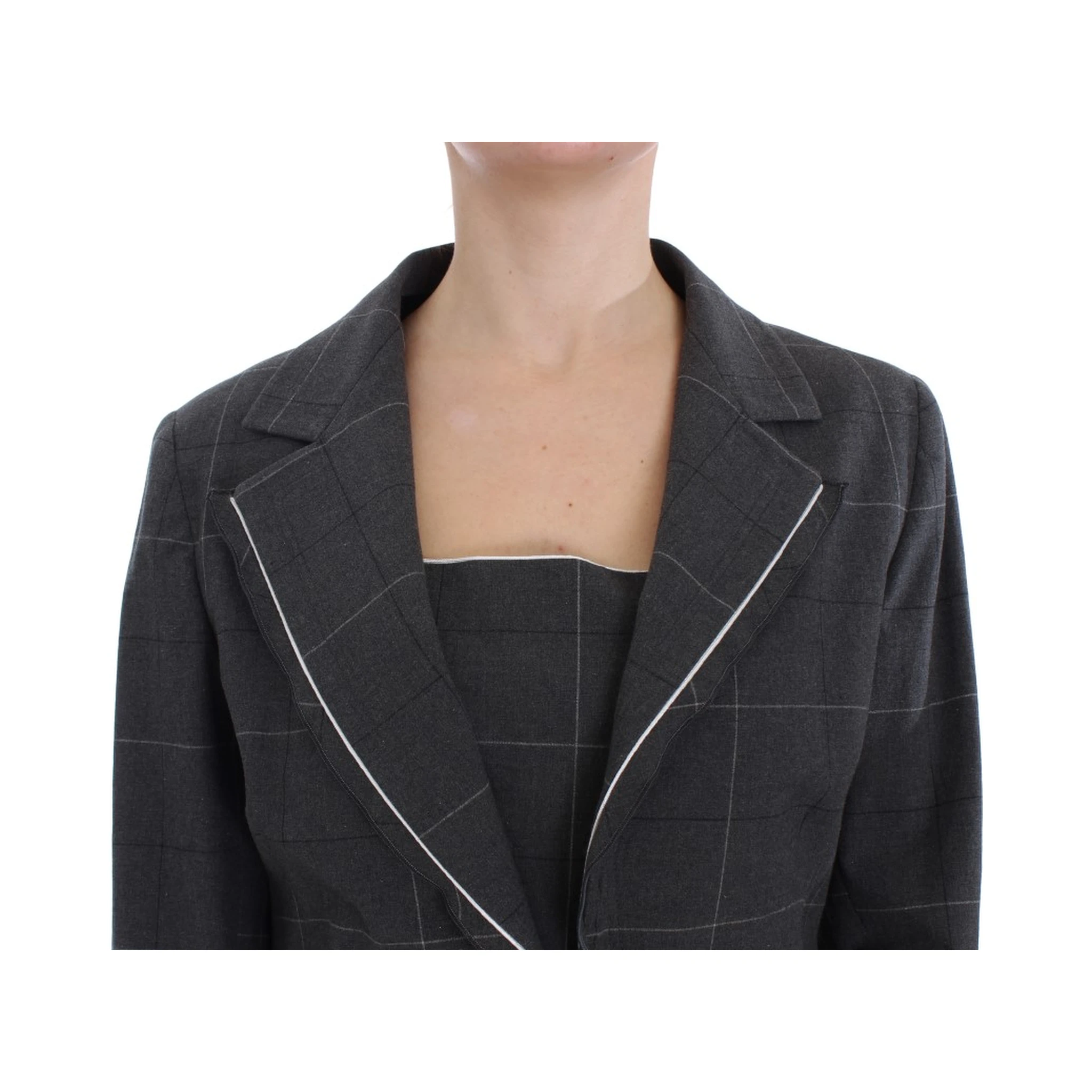 Gray Stretch Sheath Dress Suit Set