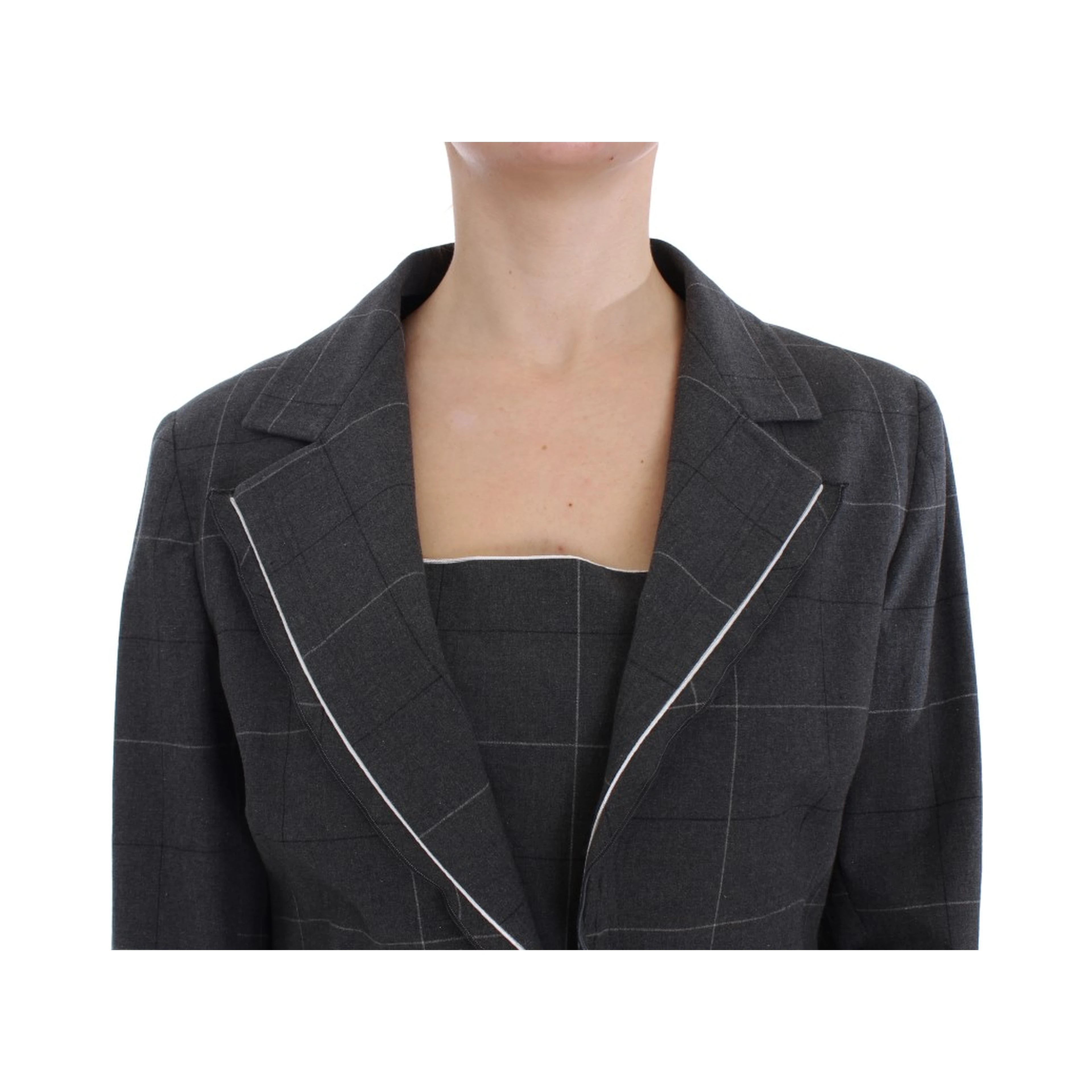 Gray Stretch Sheath Dress Suit Set