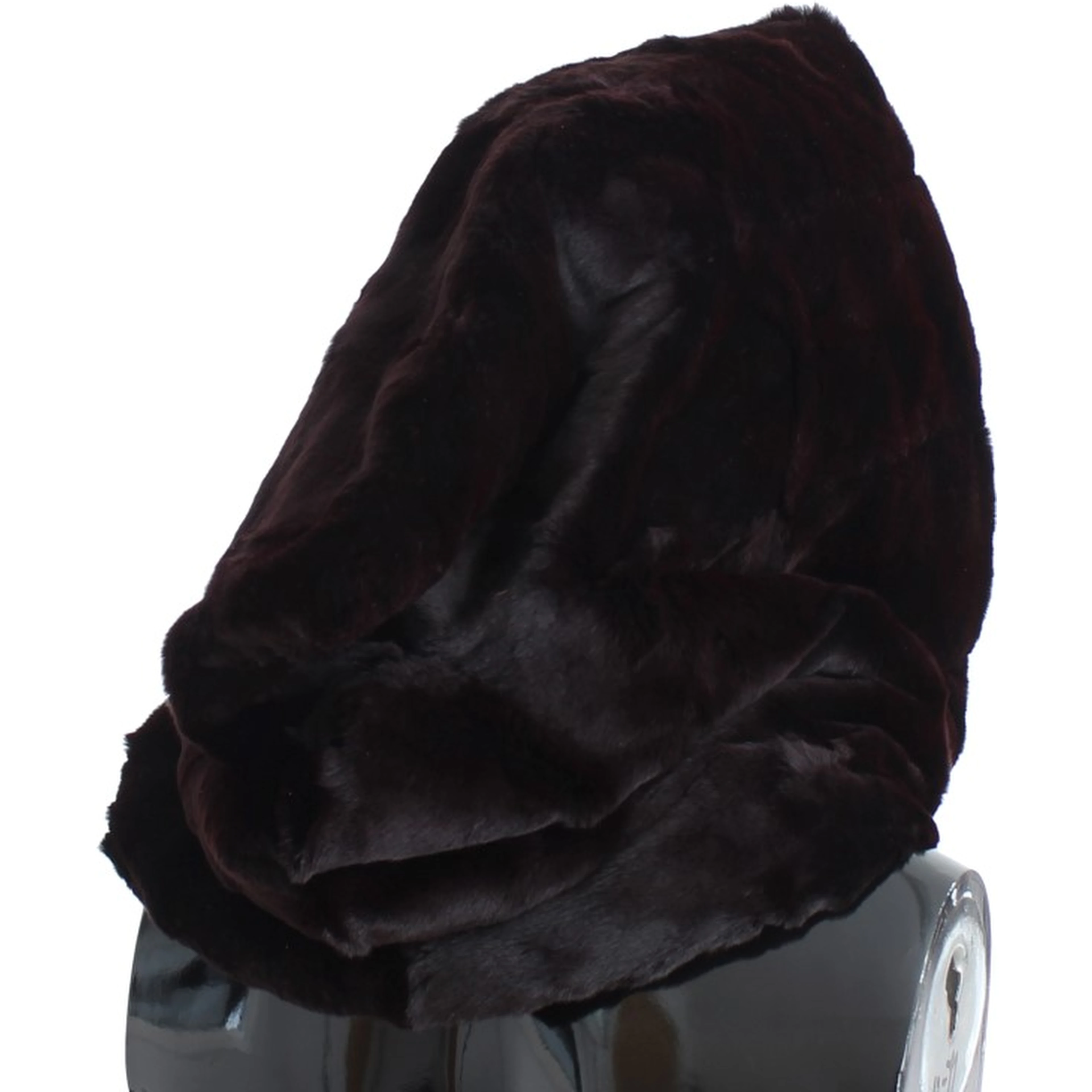 Purple Weasel Fur Crochet Hood Scarf Hat
