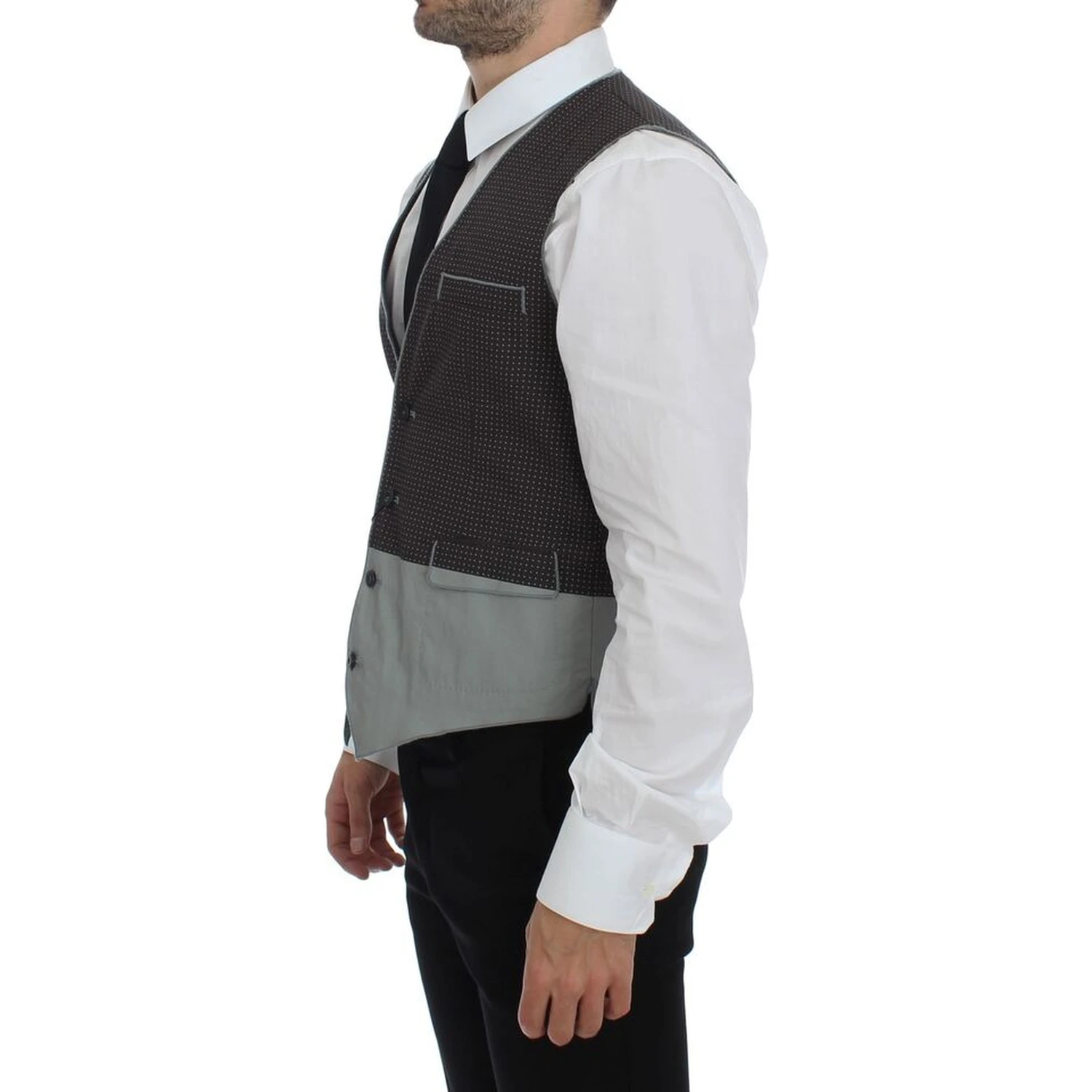 Gray Polka Dot Dress Vest Gilet Weste