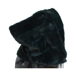 Green Weasel Fur Crochet Hood Scarf Hat