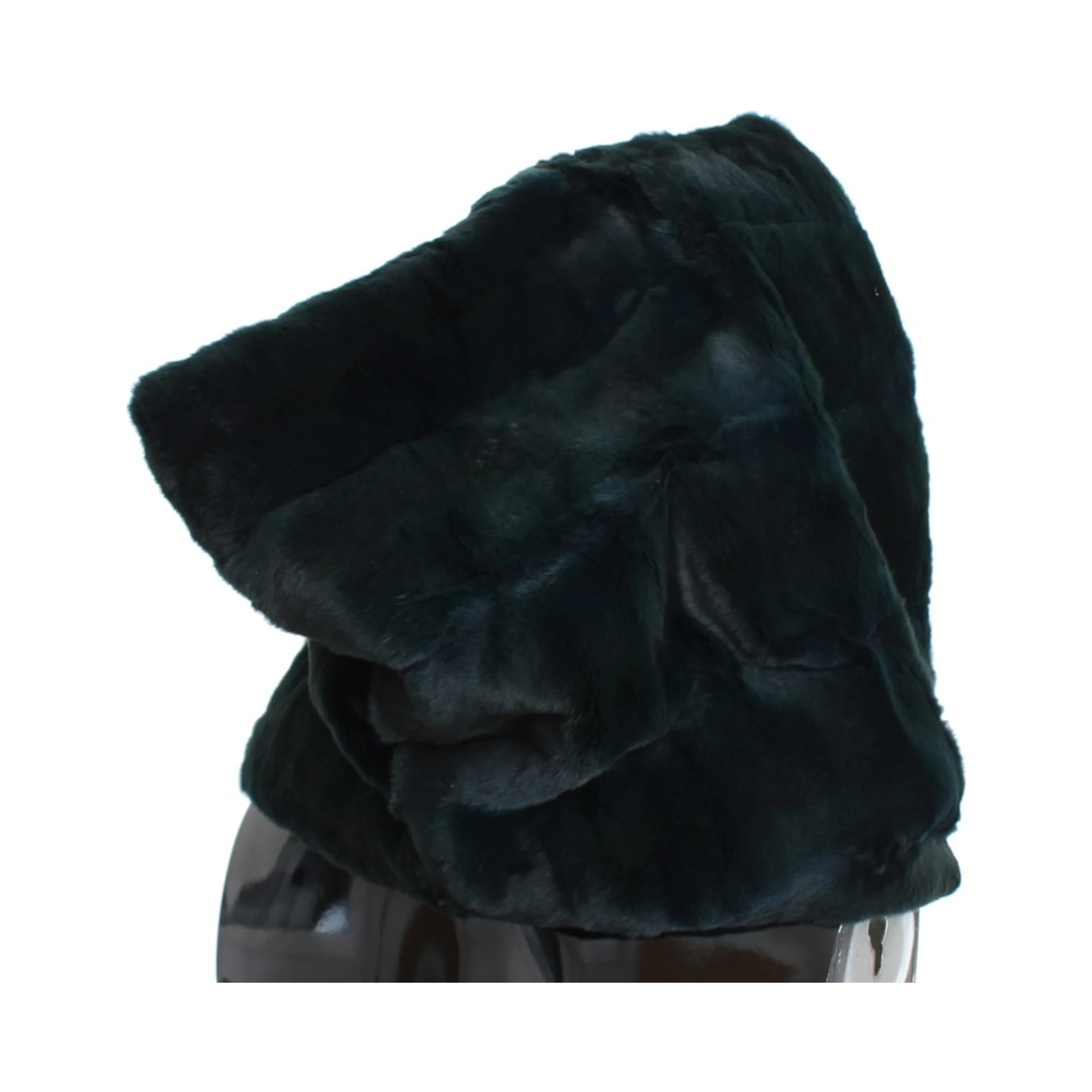 Green Weasel Fur Crochet Hood Scarf Hat