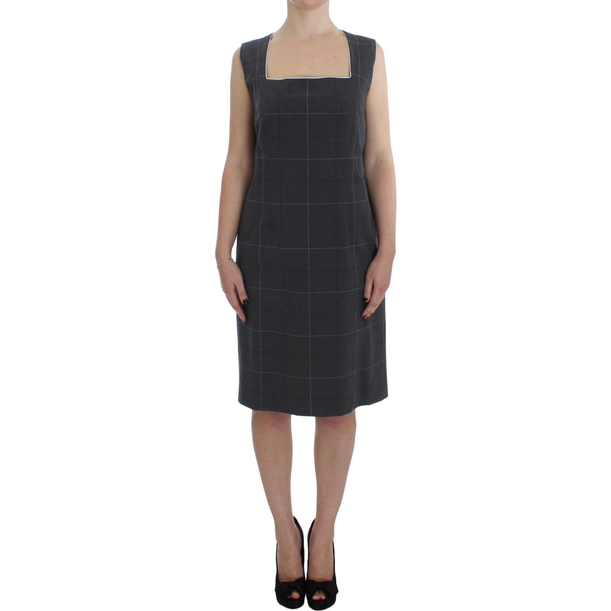 Gray Stretch Sheath Dress Suit Set