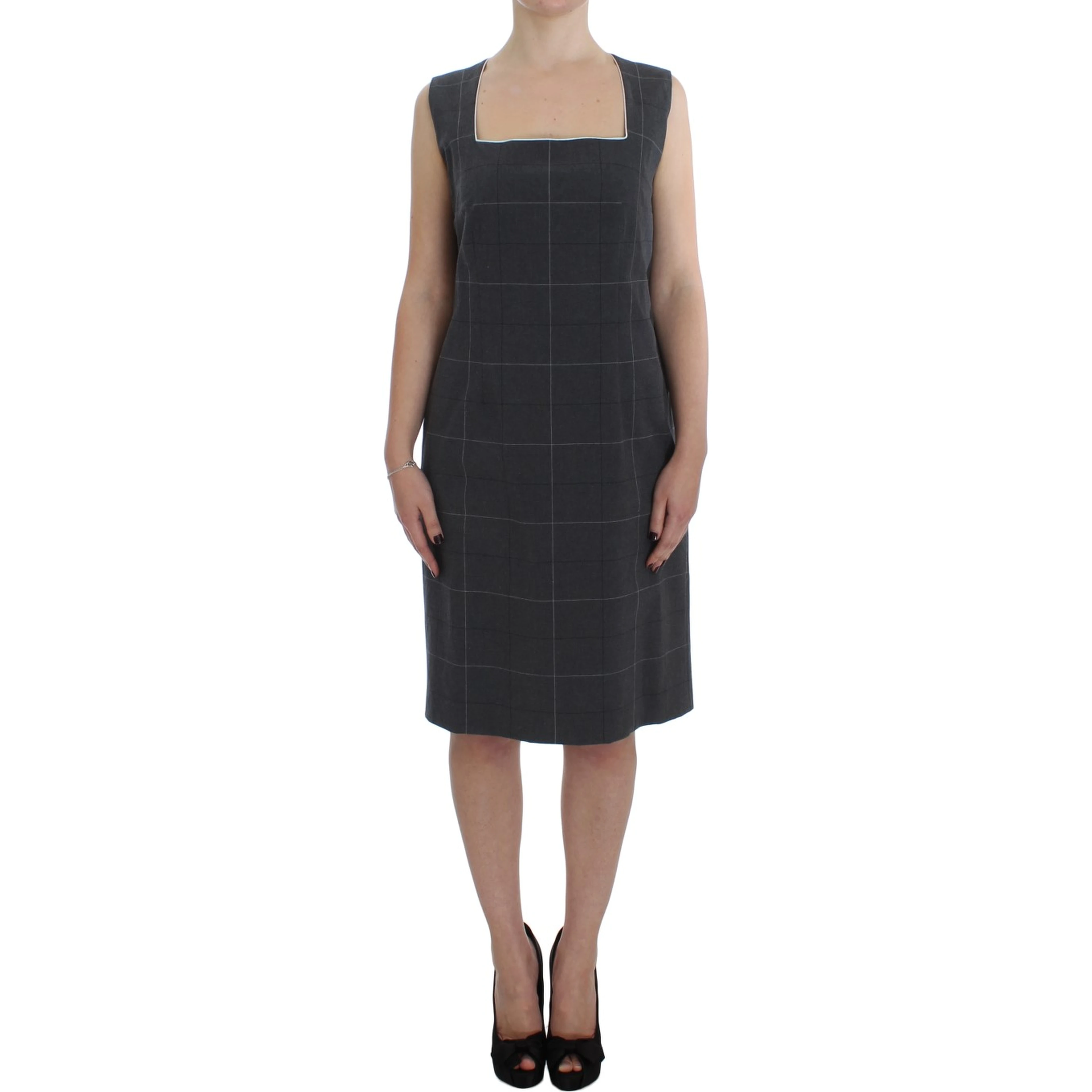 Gray Stretch Sheath Dress Suit Set