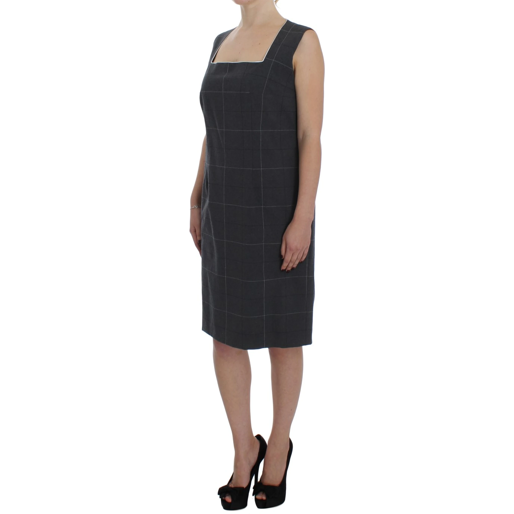 Gray Stretch Sheath Dress Suit Set